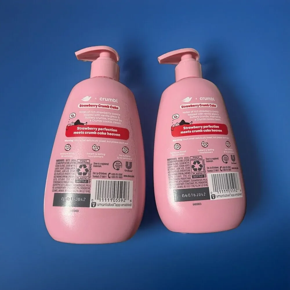 Dove x crumbl Strawberry Crumb Cake Liquid Hand Wash, Shea Butter, 12 fl oz (X2)